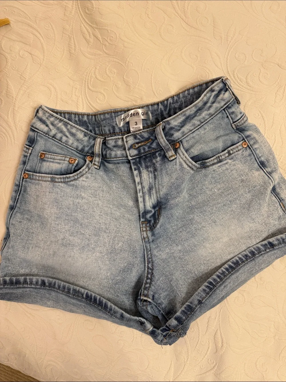 Madden Girl Light Wash High-Rise Denim Shorts